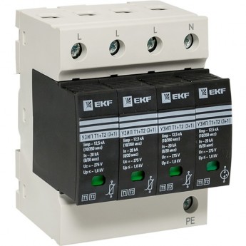 Устройство защиты от импульсных перенапряжений EKF PROXIMA Т1+Т2; Iimp-12,5kA; In-20kA; Uc-275В; 3+1