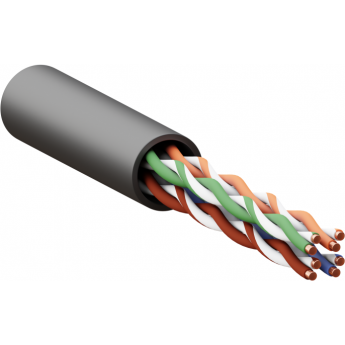 Кабель витая пара EKF U/UTP кат.5e 4 пары solid внешний оболочка LDPE черный TERACOM