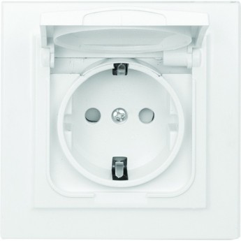 Розетка 1-местная EKF BASIC МИНСК СП с заземлением крышкой 16А белая с защ. штор. IP44