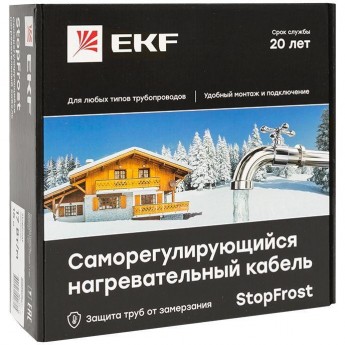 Саморегулирующийся нагревательный кабель EKF STOPFROST INSIDE 17Вт/м для обогрева трубопроводов 4м