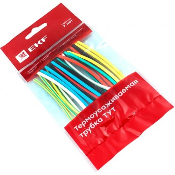 Термоусаживаемая трубка EKF PROXIMA ТУТ нг 4/2 набор:7 цветов по 3шт. 100мм.